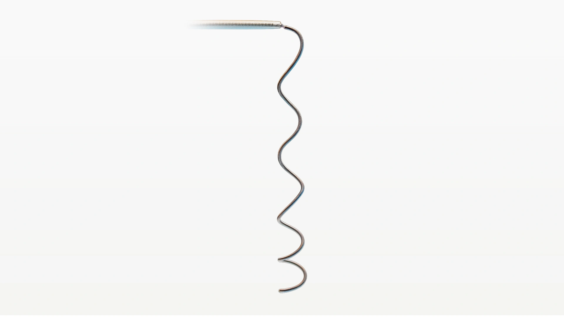 Extra soft smart coil hanging from detachment handle twisting to showcase flexibility