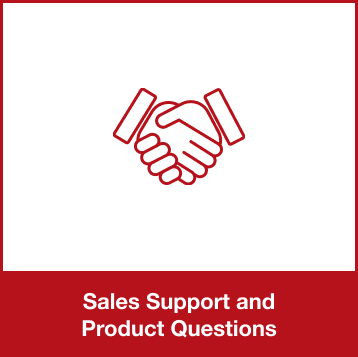 Icon of a handshake with text "Sales Support and Product Questions"