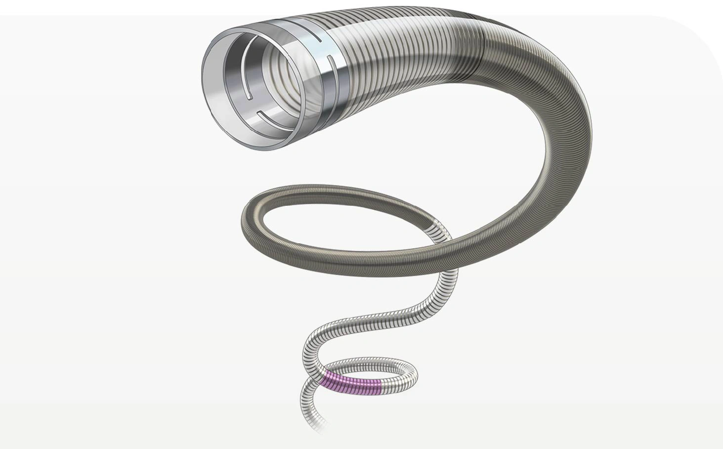 Illustration of RED 43 catheter that is used in mechanical thrombectomy with a focus on its Atraumatic Distal Tip Design