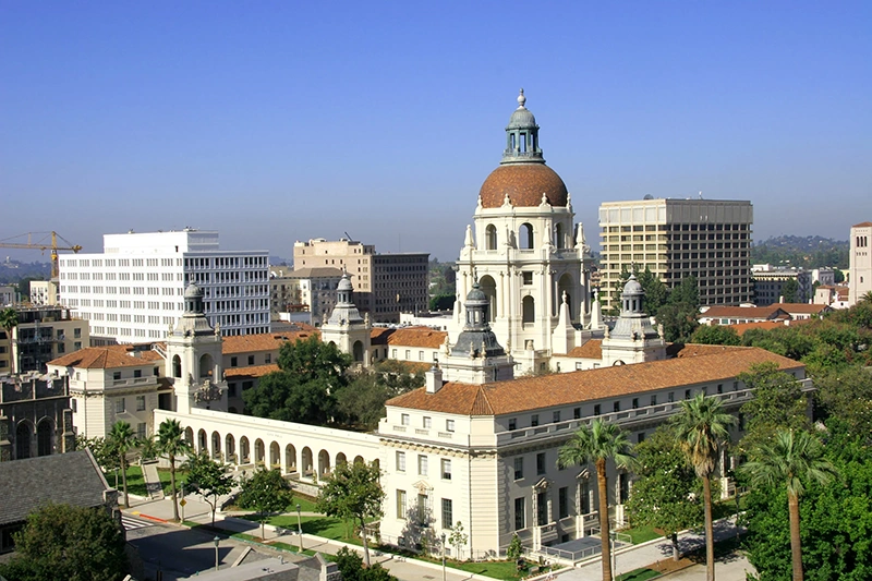 Stock Image of Pasadena City Hall - listed on the National Register of Historic Places.
