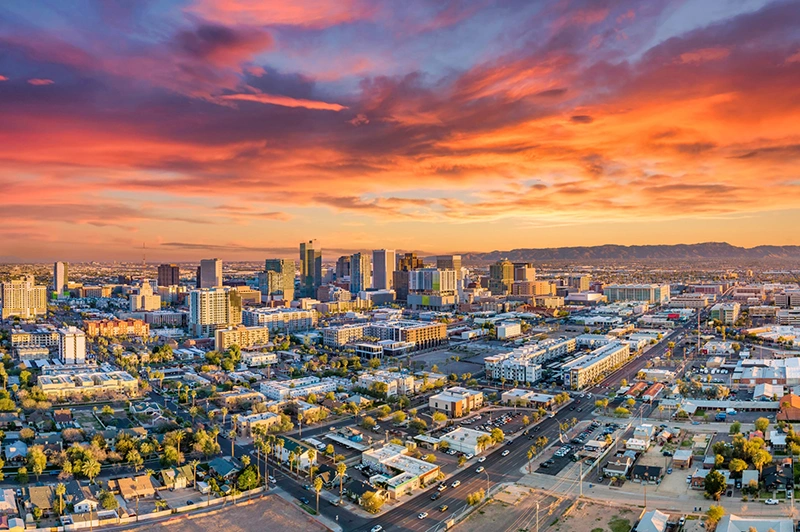 Stock image of Phoenix, Arizona, USA Downtown Skyline Aerial.