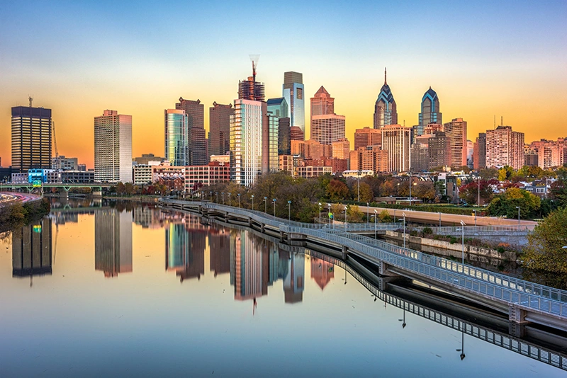 Stock image of Philadelphia, Pennsylvania, USA downtown skyline.