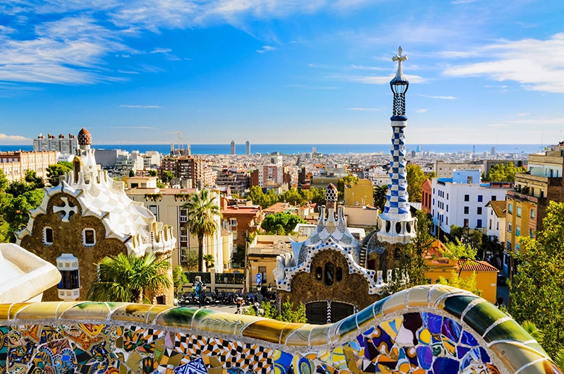Aerial view of Barcelona, Spain from Park Guell