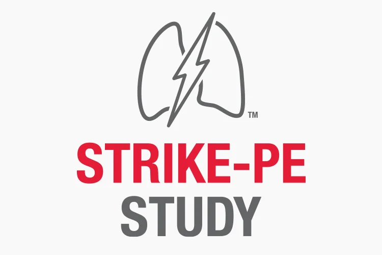 STRIKE PE Study Logo with lungs and a lightning bolt