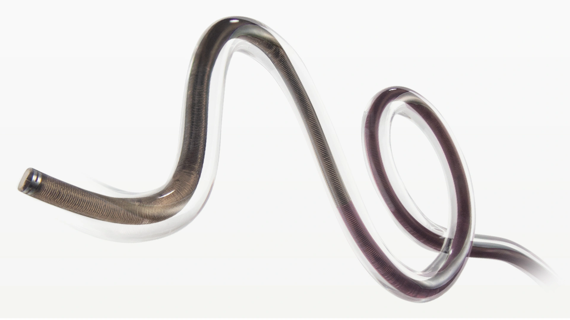 RED 43 in clear flow model exhibiting curvature