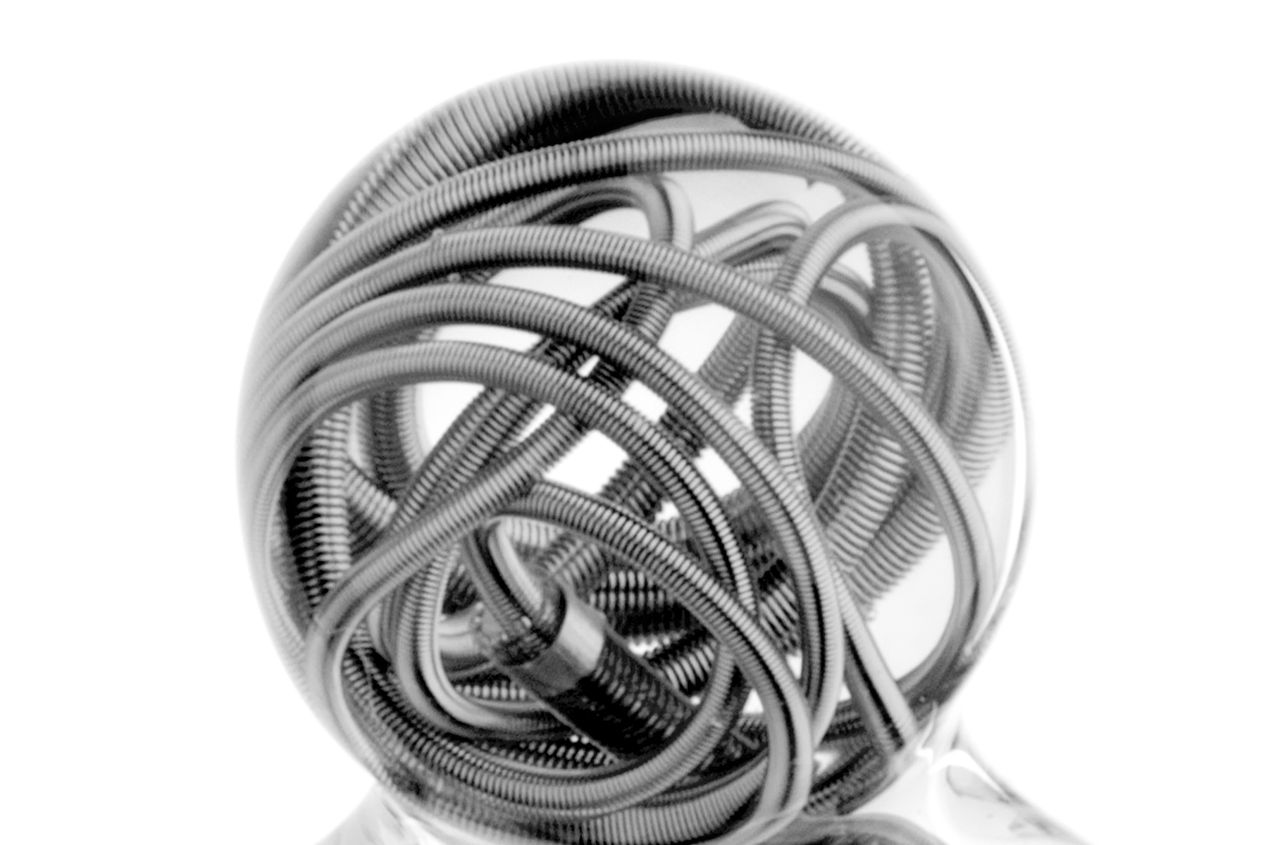 PC400 framing a model aneurysm in clear, spherical flow model