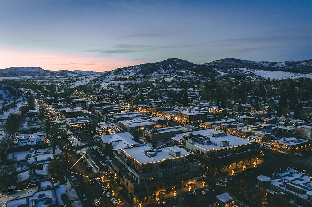 Aerial view of Steamboat Springs, Colorado