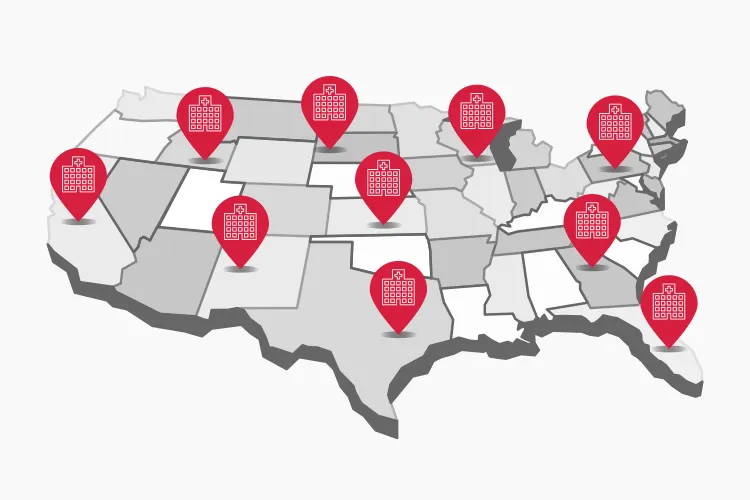 A graphic illustrating impact across hospitals nationwide.