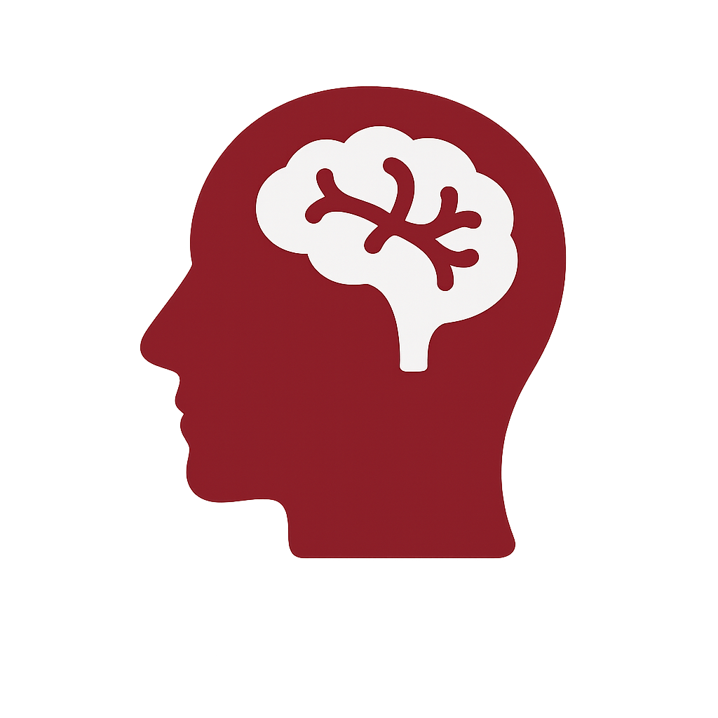Side profile of a human head with a stylized brain inside, representing neurological insight