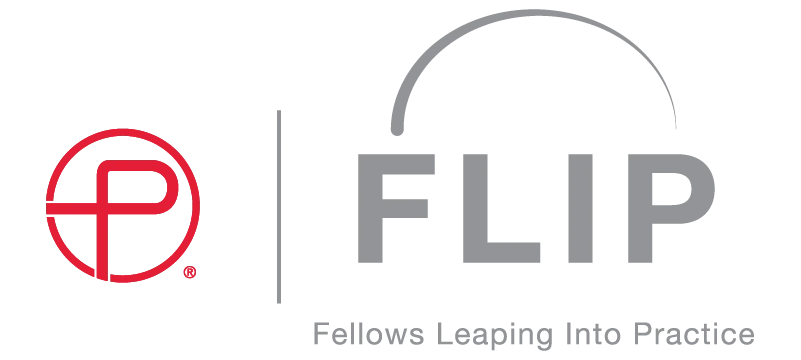 Red Penumbra logo next to Grey FLIP (Fellows Leaping Into Practice) logo