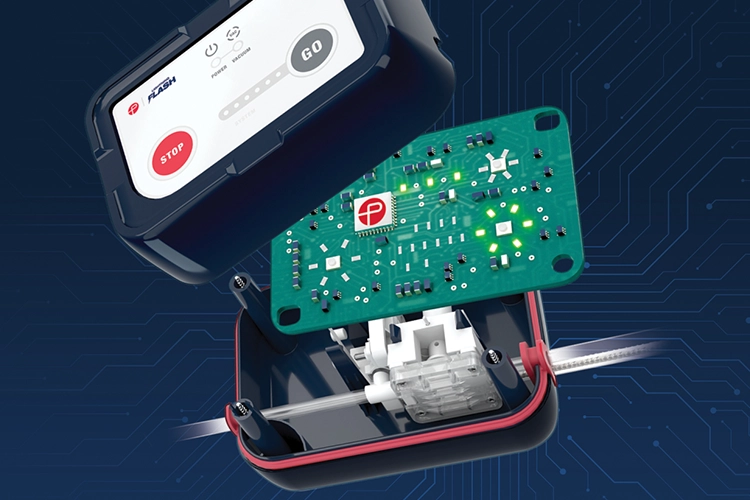 Penumbra's Flash product, disassembled, showing a circuit board.