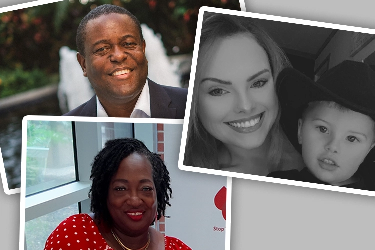 Collage of photos of Richard Davis, Elizabeth Simmons, and Karen D. Adams